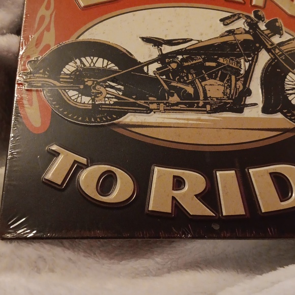 Motorcycle Metal Sign 8 3/4" x 9" in red & black - Picture 5 of 6